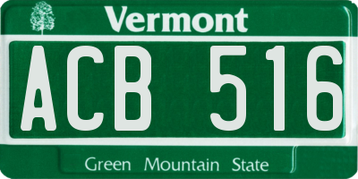 VT license plate ACB516