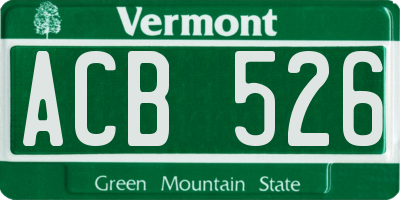 VT license plate ACB526