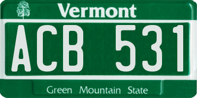 VT license plate ACB531