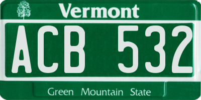 VT license plate ACB532