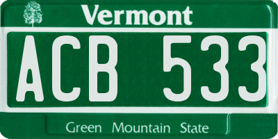 VT license plate ACB533