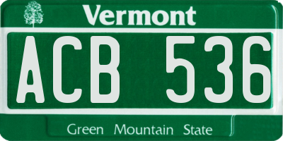 VT license plate ACB536