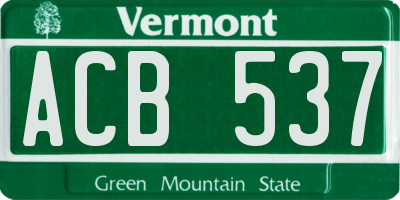 VT license plate ACB537