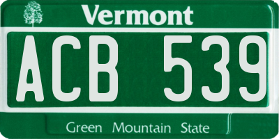 VT license plate ACB539