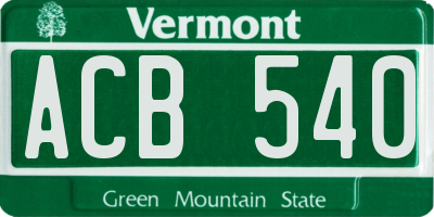 VT license plate ACB540