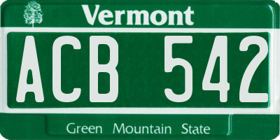 VT license plate ACB542