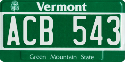 VT license plate ACB543