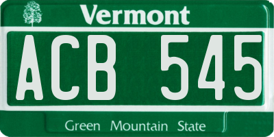 VT license plate ACB545