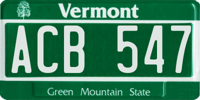 VT license plate ACB547