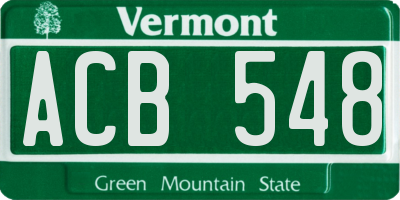 VT license plate ACB548