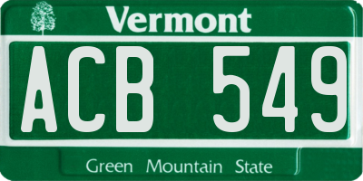 VT license plate ACB549