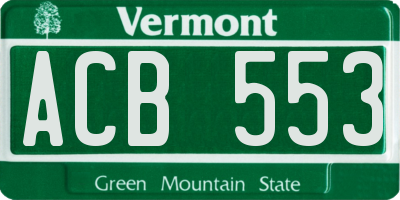 VT license plate ACB553
