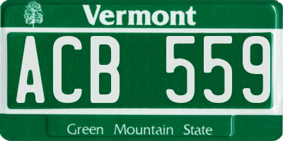 VT license plate ACB559