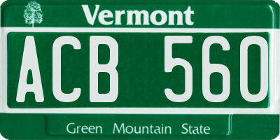 VT license plate ACB560