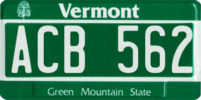 VT license plate ACB562