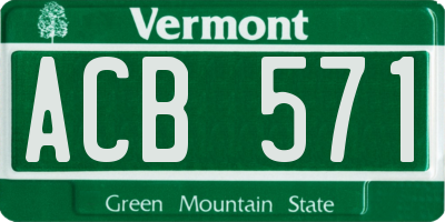 VT license plate ACB571