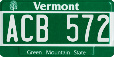 VT license plate ACB572