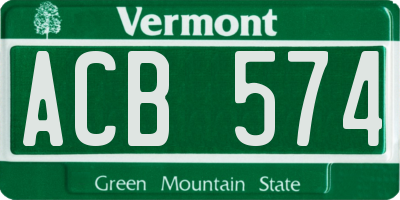 VT license plate ACB574