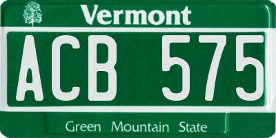 VT license plate ACB575