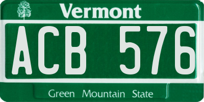 VT license plate ACB576