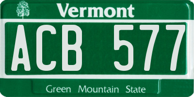 VT license plate ACB577