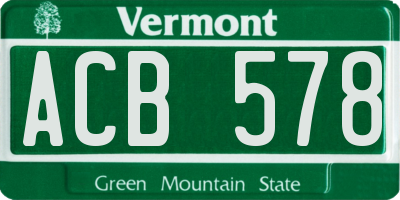 VT license plate ACB578