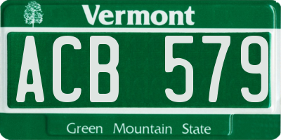 VT license plate ACB579