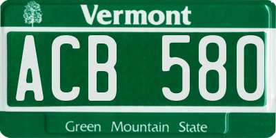 VT license plate ACB580