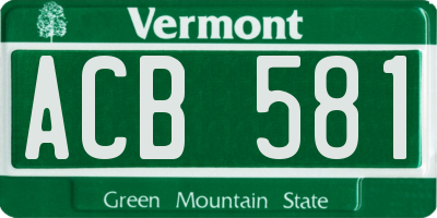 VT license plate ACB581
