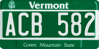 VT license plate ACB582