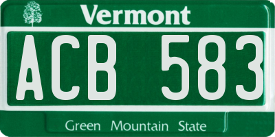 VT license plate ACB583