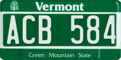 VT license plate ACB584