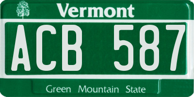 VT license plate ACB587