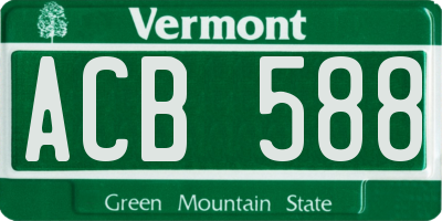 VT license plate ACB588