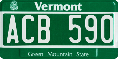 VT license plate ACB590