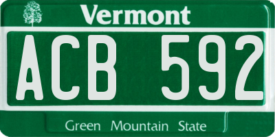 VT license plate ACB592