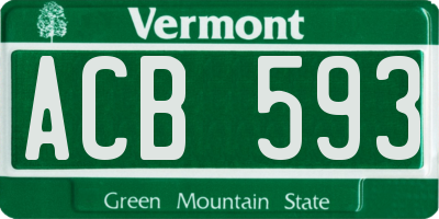 VT license plate ACB593