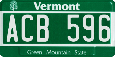 VT license plate ACB596