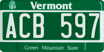 VT license plate ACB597