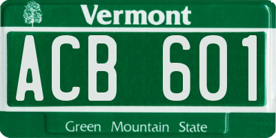 VT license plate ACB601