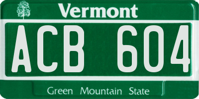 VT license plate ACB604