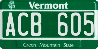 VT license plate ACB605