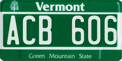 VT license plate ACB606