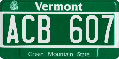 VT license plate ACB607