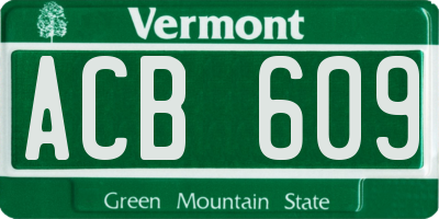 VT license plate ACB609