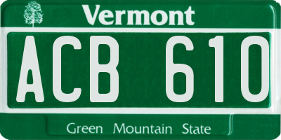 VT license plate ACB610