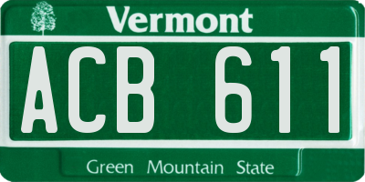 VT license plate ACB611