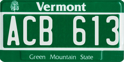 VT license plate ACB613