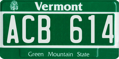 VT license plate ACB614