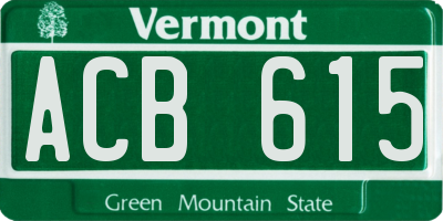 VT license plate ACB615